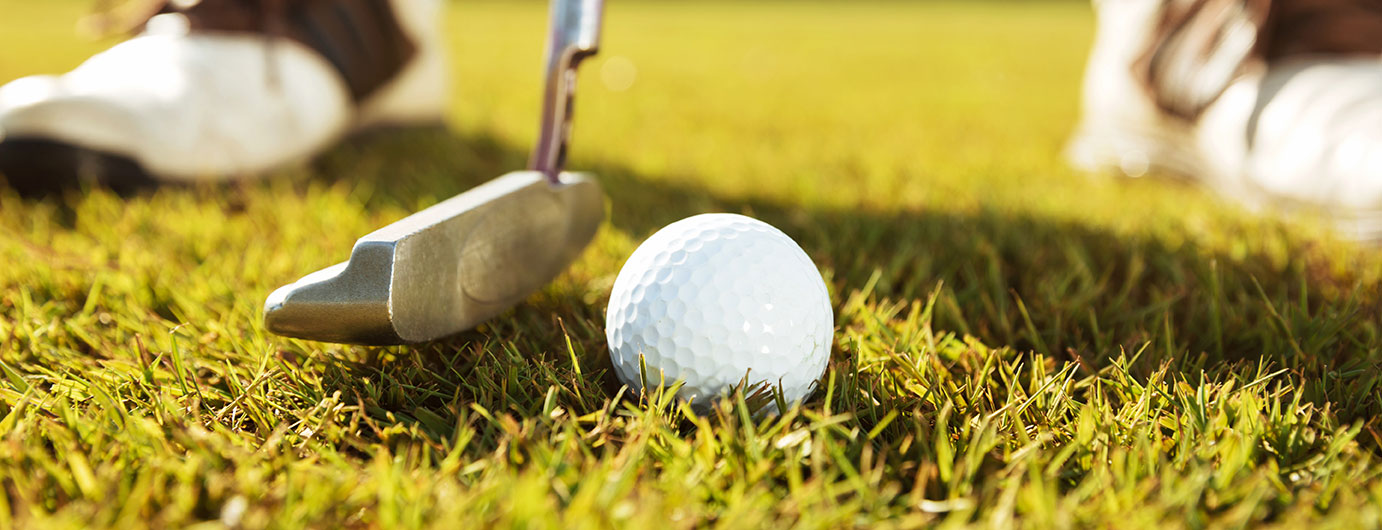 Close up of golf ball for the 2021 12th Annual Golf Classic