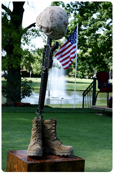 Boots, Rifle and Helmet sculpture